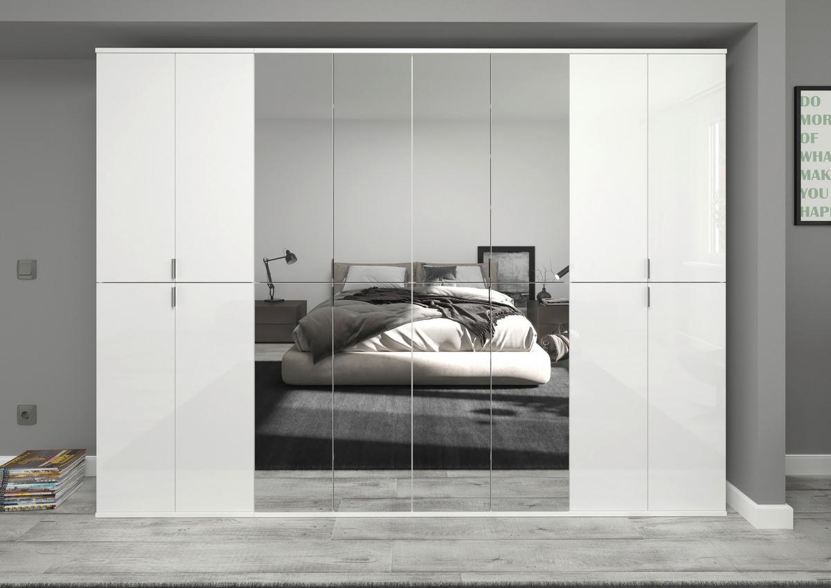 Drehtürenschrank Projekt X Weiß Hg B: 244 cm - Weiß Hochglanz/Weiß, MODERN, Glas/Holzwerkstoff (244/193/34cm) - MID.YOU