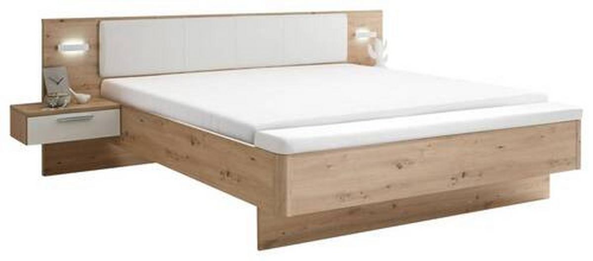Bett Catania Weiß/eiche Artisan - Schwarz/Weiß, MODERN, Holzwerkstoff/Textil (180/200cm) - Livetastic