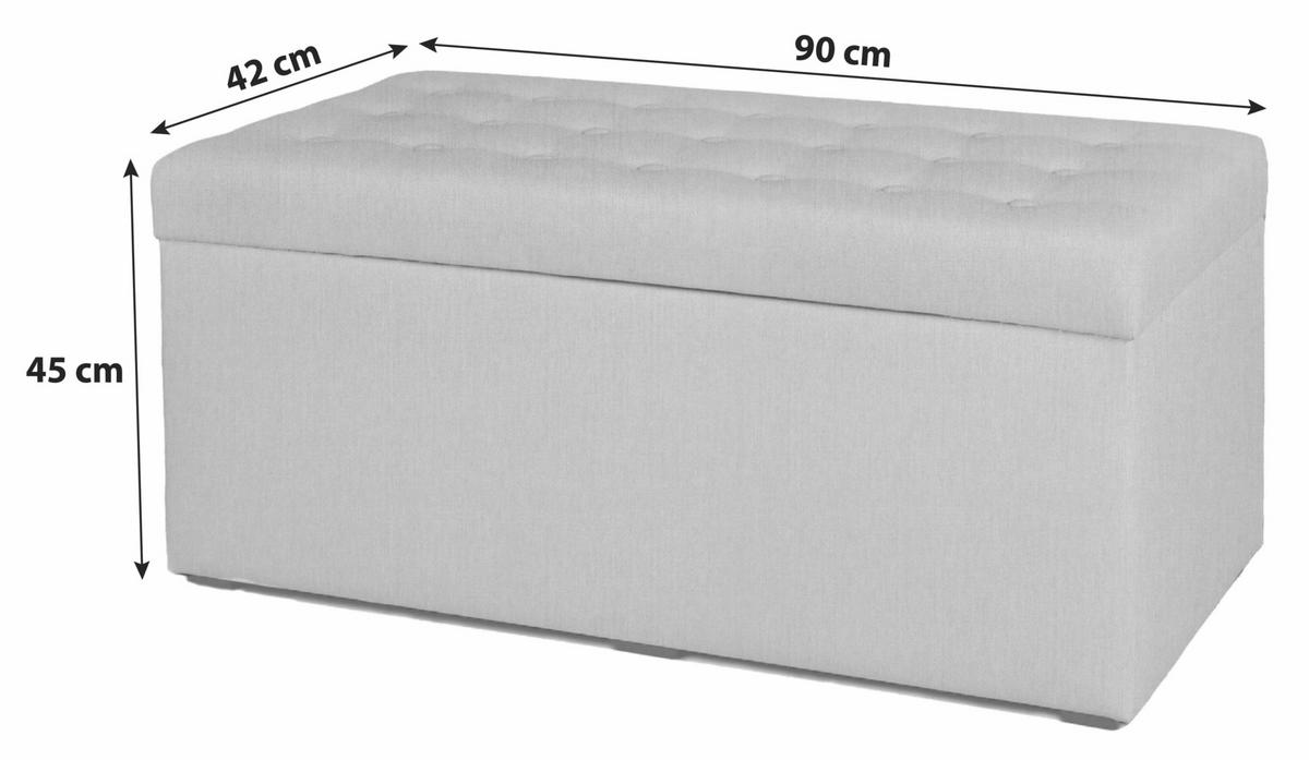 Hockerbank Pouf Welle Hellgrau H: 45 Cm Mit Stauraum - Hellgrau/Schwarz, Basics, Textil (90/45/42cm) - P & B