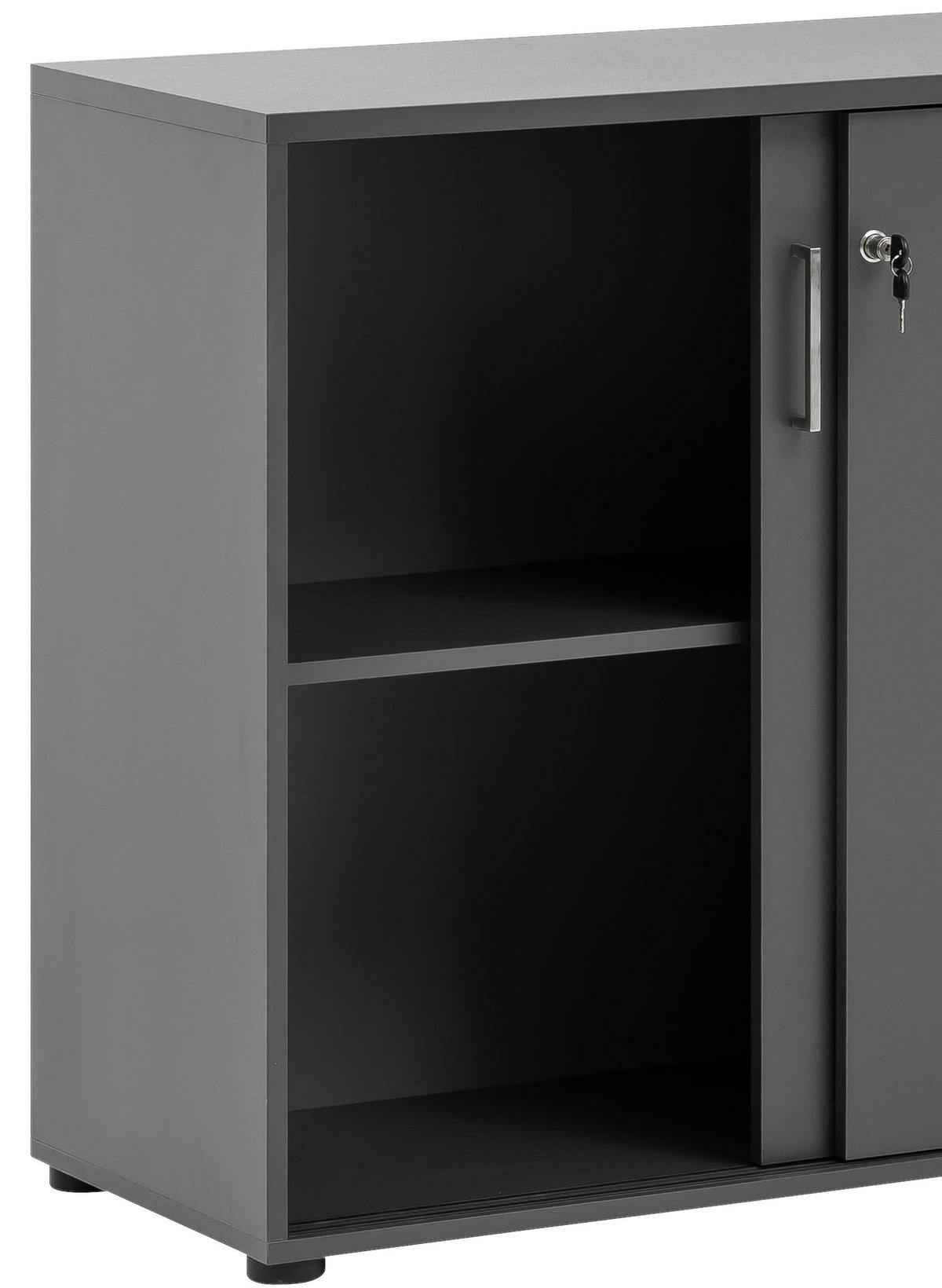 Aktenschrank versperrbar Serie 1500 Anthrazit B: 160 cm - Anthrazit, KONVENTIONELL, Holzwerkstoff (160/84,2/41cm) - MID.YOU