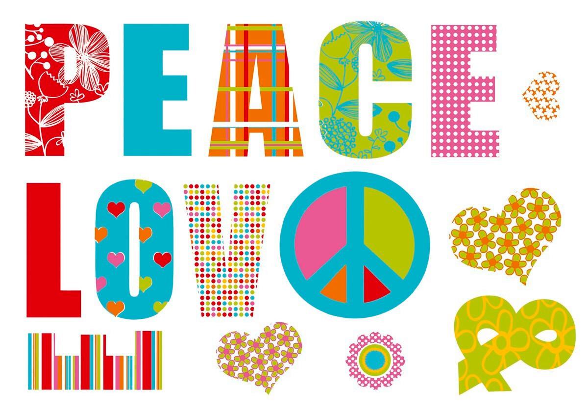 Dekosticker Love And Peace - Multicolor, LIFESTYLE, Kunststoff (100/70cm) - Komar