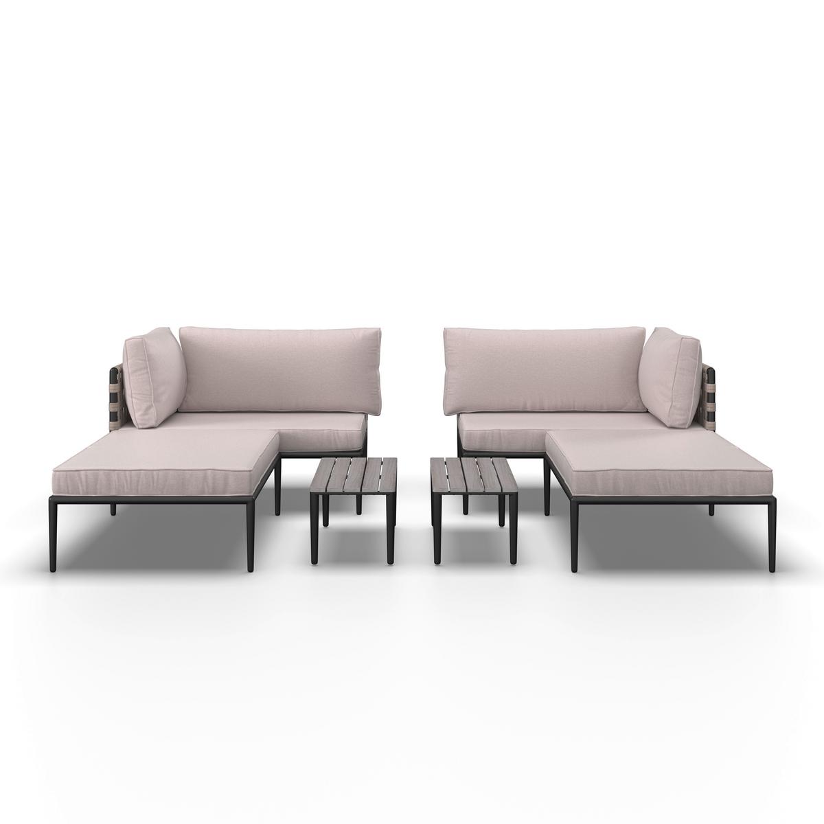 TERASOVÁ SEDACIA SÚPRAVA ENJA - čierna/sivá, Modern, kov/textil (104/60/70cm) - Bessagi Garden