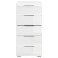 Nachtkästchen Mars 5l-Hg Weiß B: 84 cm - Weiß Hochglanz/Alufarben, Basics, Holzwerkstoff (40/84/40cm)