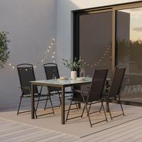 Gartenmöbel Set 5-Tlg aus Metall/Textil/Glas - Anthrazit/Schwarz, Basics, Glas/Textil (140/80/73cm) - Gardenson