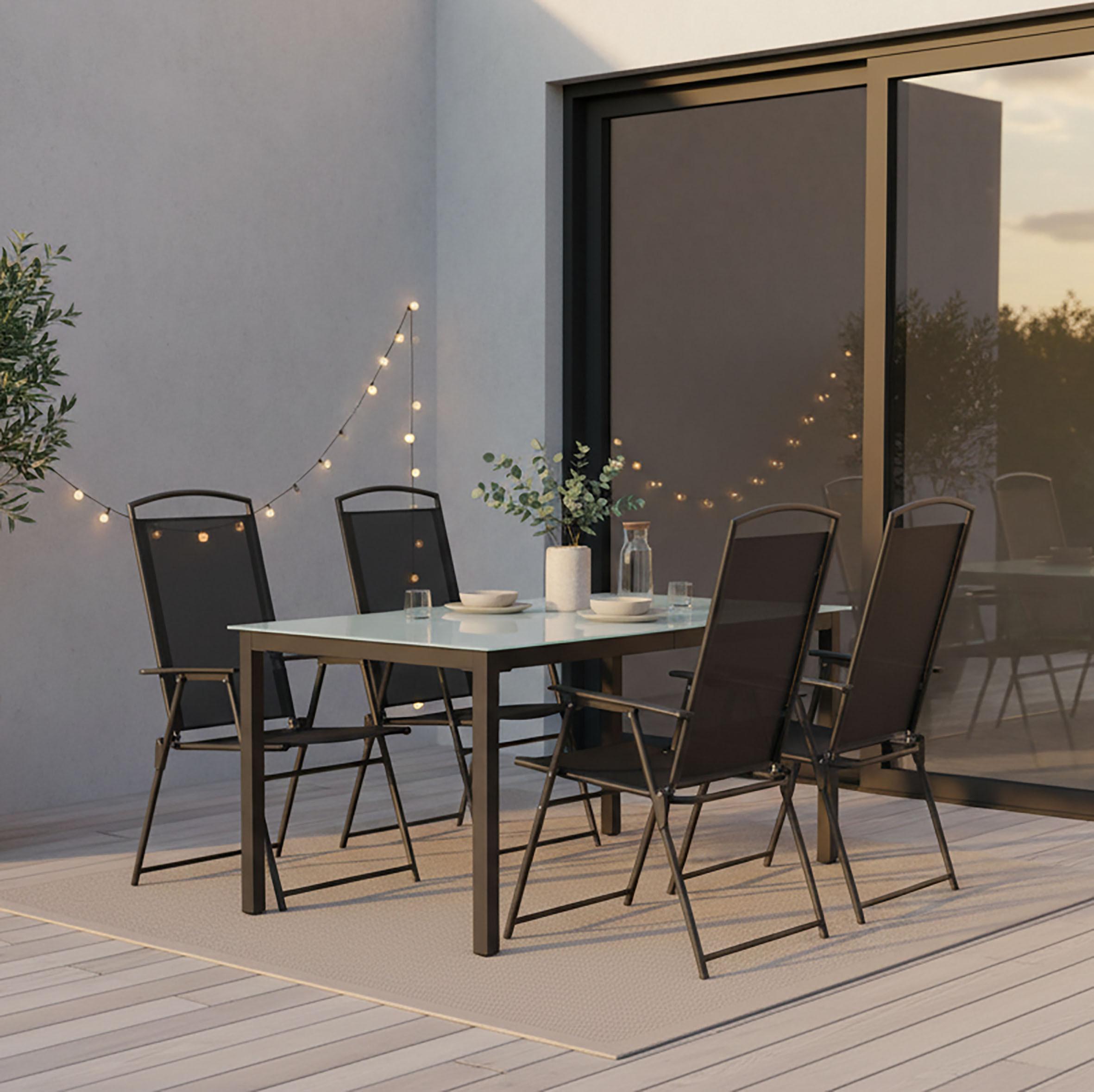 Gartenmöbel Set 5-tlg Aus Metall/textil/glas