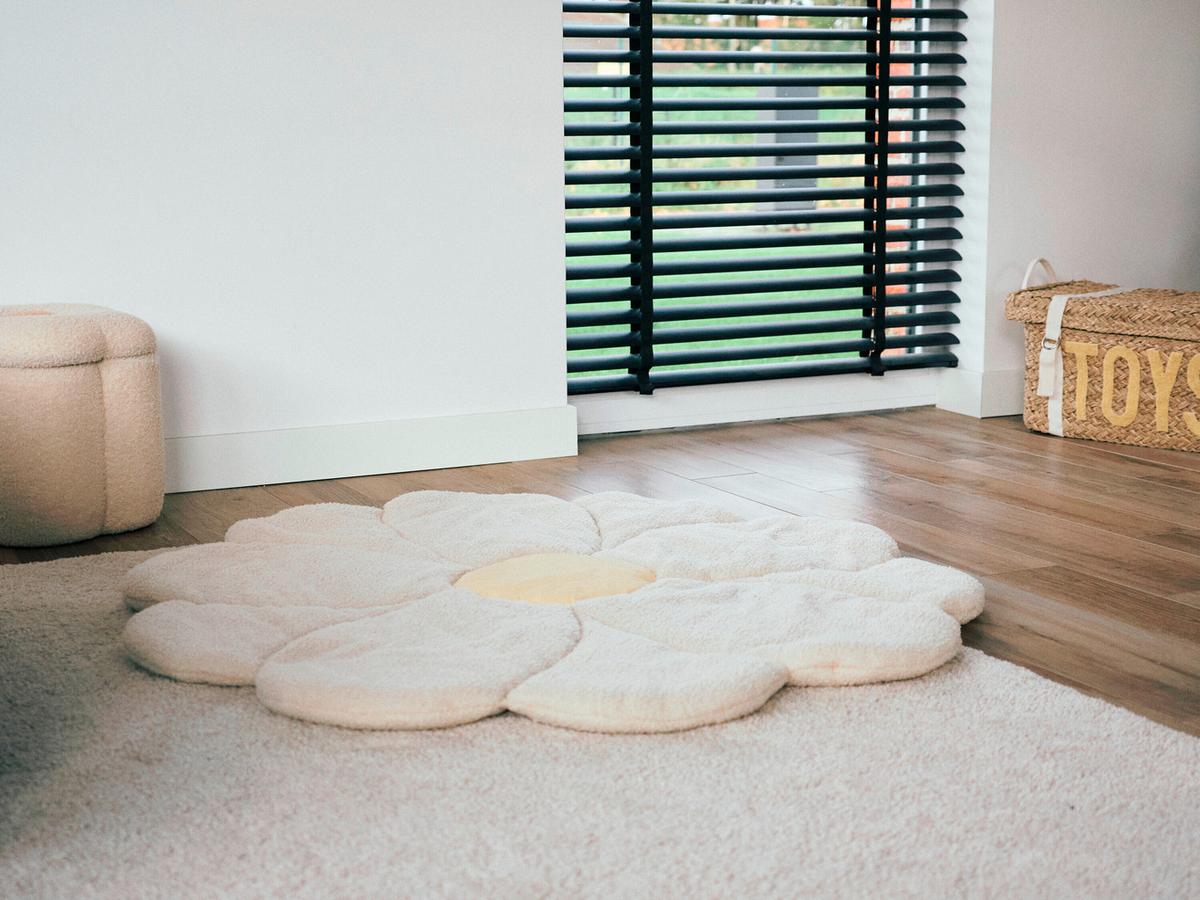 Krabbeldecke Blume, Teddystoff Gelb, Weiß, B: 110 cm - Gelb/Weiß, KONVENTIONELL, Textil (110/110cm) - Childhome