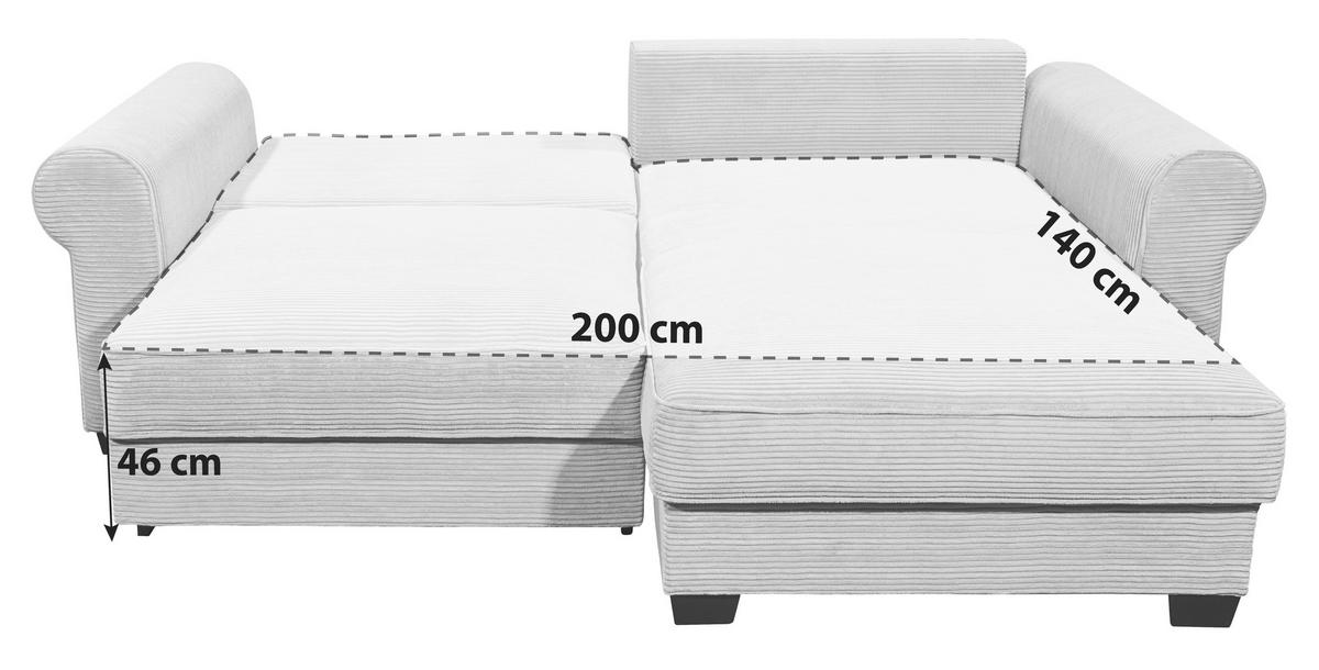 Ecksofa Maureen Salbeigrün S:255x185cm - Salbeigrün/Schwarz, KONVENTIONELL, Textil (255/185cm) - MID.YOU