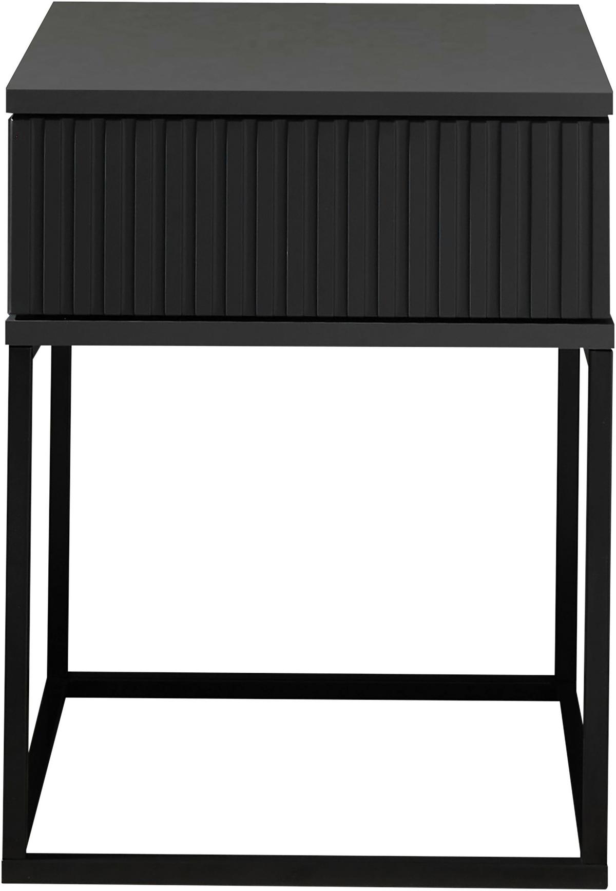 Nachtkästchen Graphitfarben/ Schwarz H: 52 cm Marle - Schwarz/Graphitfarben, MODERN, Holzwerkstoff/Metall (40/52/38,5cm) - Livetastic