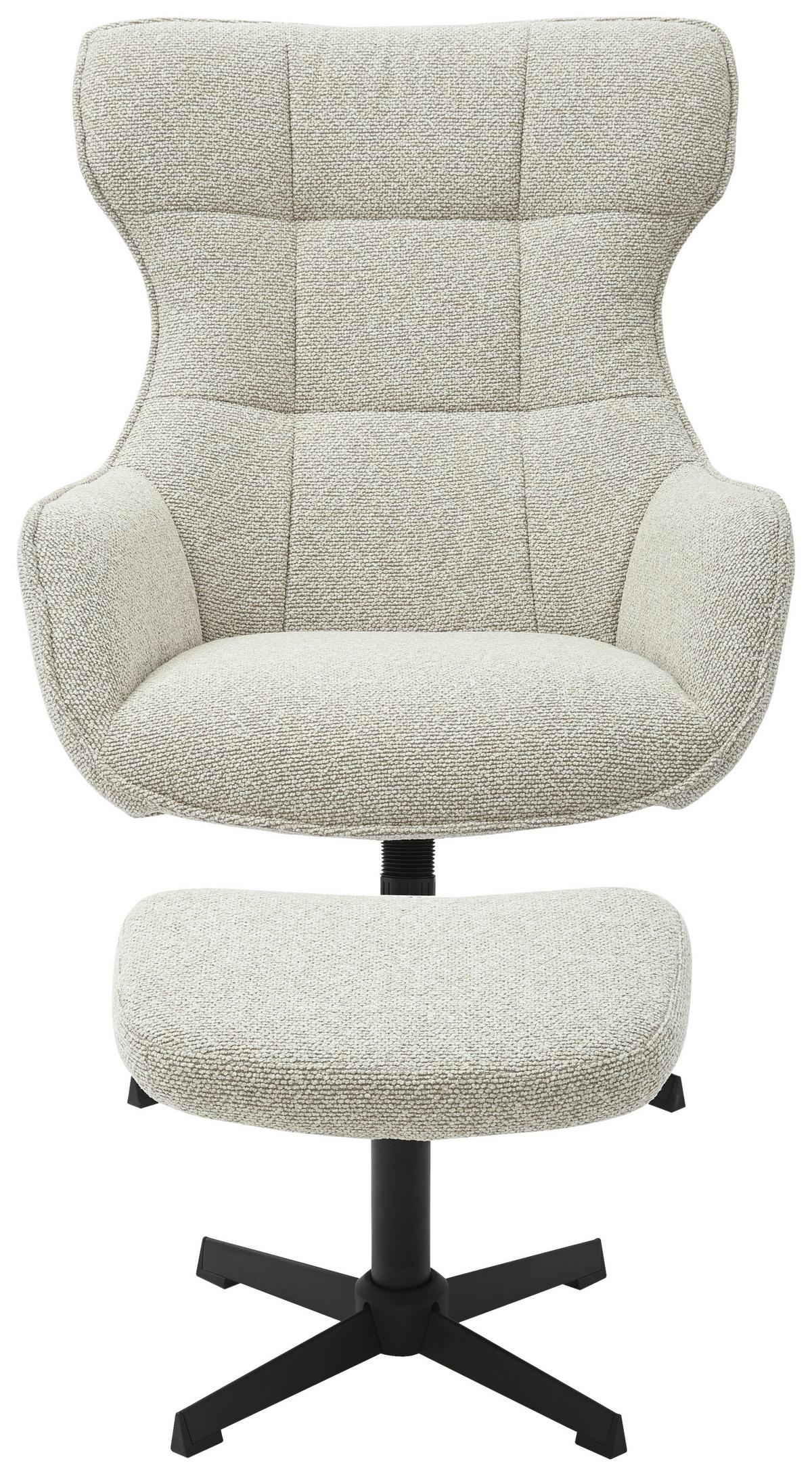 Relaxsessel Bogota Beige, 360° Drehbar - Beige/Schwarz, MODERN, Textil/Metall (76/101/86cm) - Luca Bessoni