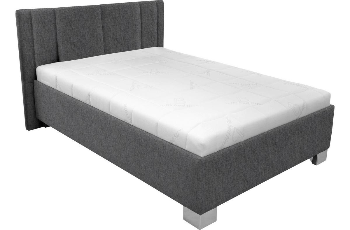 čalouněná postel STILO 120x200 s roštem a matrací, antracit - bílá/barvy chromu, dřevo/textil (120/200cm)