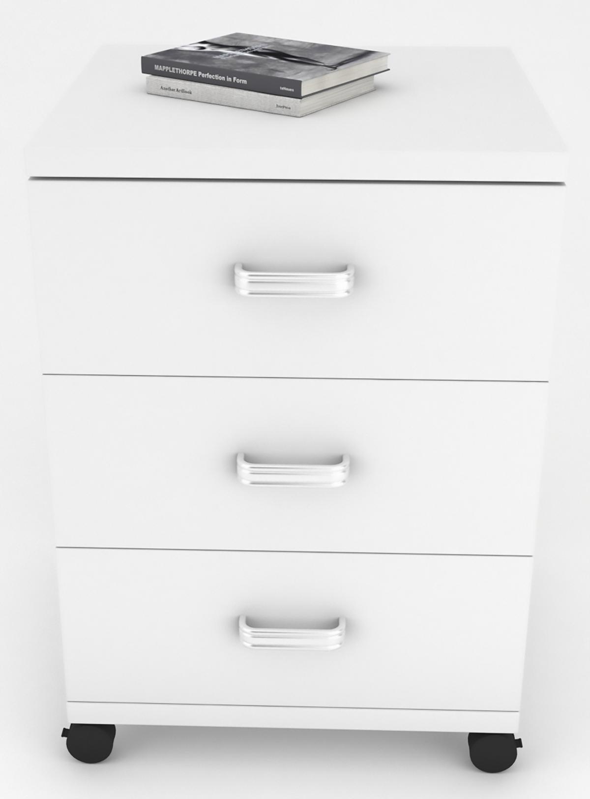 Rollcontainer Weiß Tobila 45x58x44 cm - Weiß, Basics, Holzwerkstoff/Kunststoff (45/58/44cm) - MID.YOU