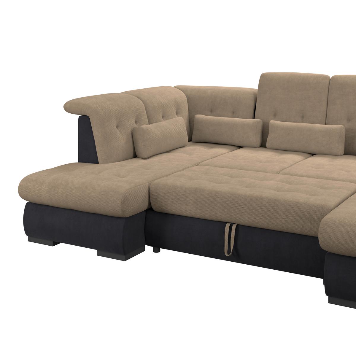 Wohnlandschaft Madera Mit Schlaffunktion Dunkelbraun - Dunkelbraun/Anthrazit, KONVENTIONELL, Kunststoff/Textil (212/358/190cm)