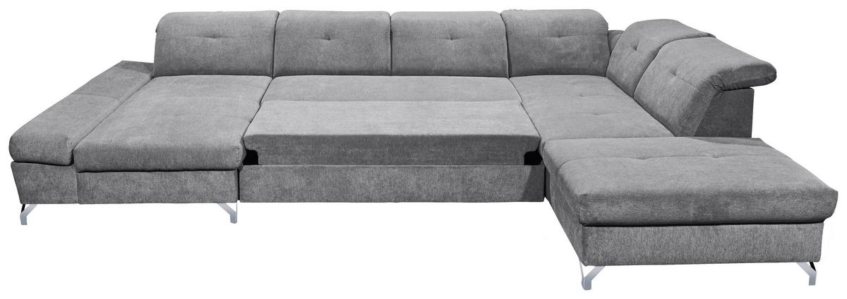 Ecksofa Melfi Dunkelgrau U: 168 Cm - Dunkelgrau/Silberfarben, MODERN, Textil (168/350/245cm) - MID.YOU