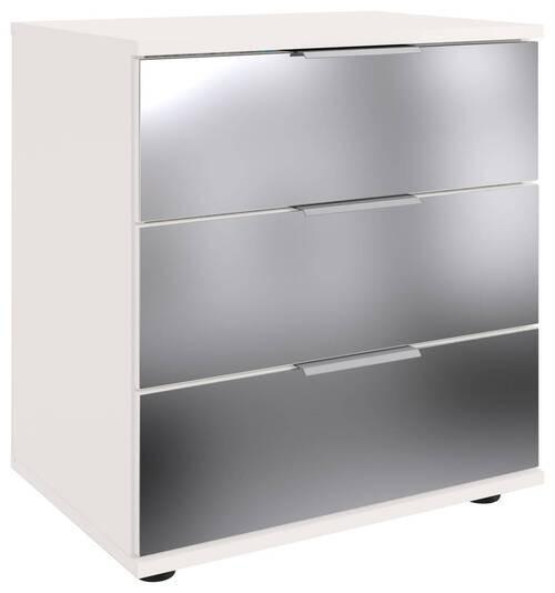Nachkästchen Weiß H: 58 Cm Saigon - Klar/Schwarz, MODERN, Glas/Holzwerkstoff (52/58/38cm) - MID.YOU