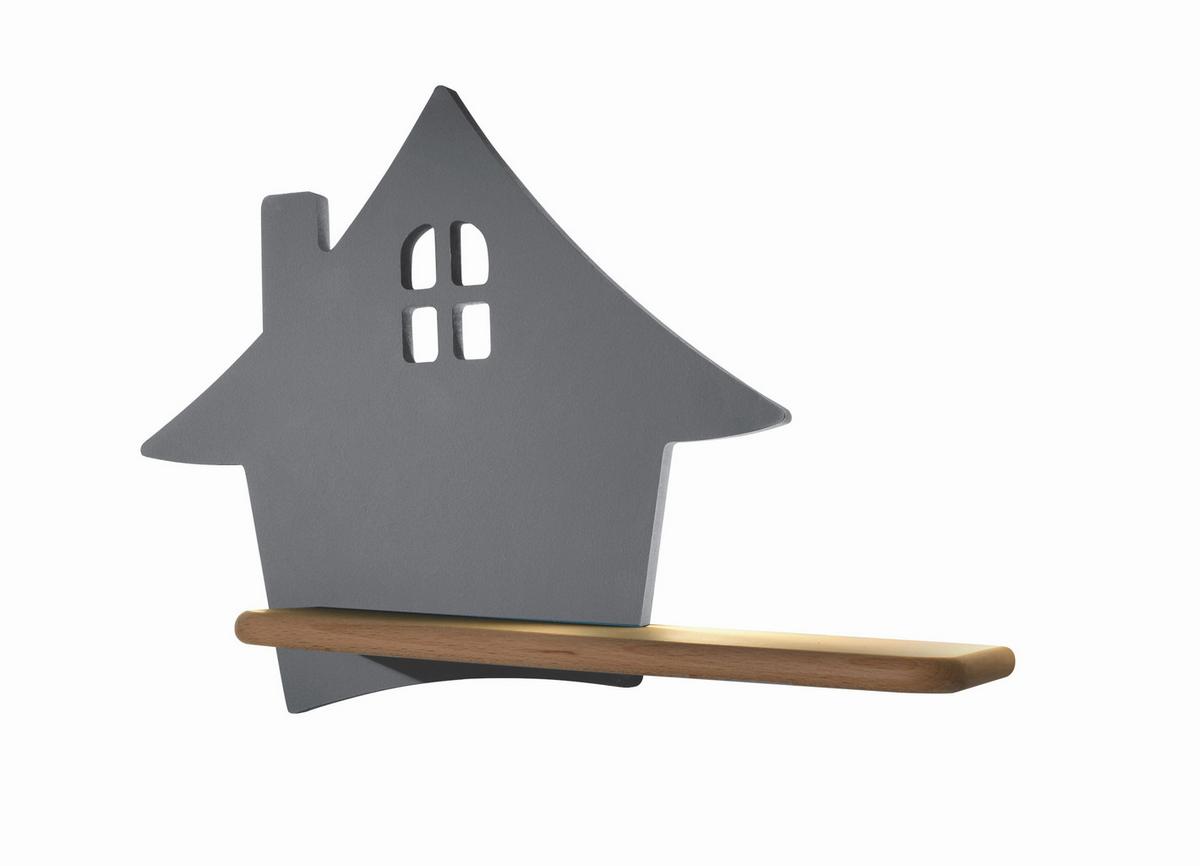 Kinderwandleuchte 21-84842 House - Grau, Basics, Holz/Holzwerkstoff (35/12/26cm)