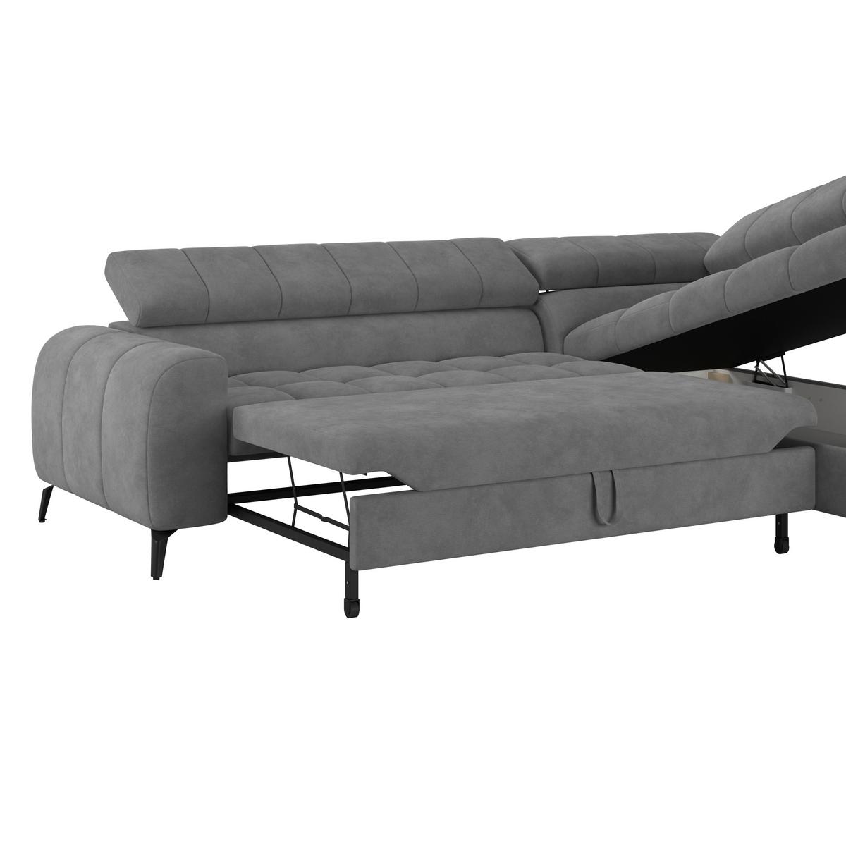 Ecksofa Volf Rechts New Hellgrau, S: 261x203 cm - Hellgrau/Schwarz, Trend, Kunststoff/Textil (261/203cm)