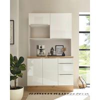 Miniküche Ohne Geräte 120 Cm Weiß Hochglanz - Weiß Hochglanz/Weiß, LIFESTYLE, Holzwerkstoff (120cm) - Respekta