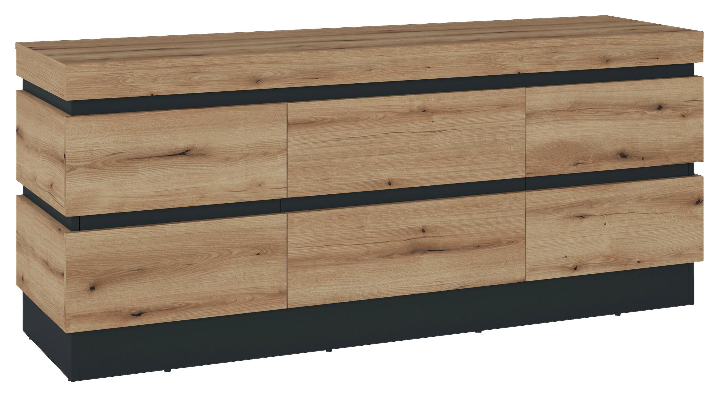 TV-Element Corte - Eichefarben/Grau, Trend, Holzwerkstoff (160,8/68/45cm)