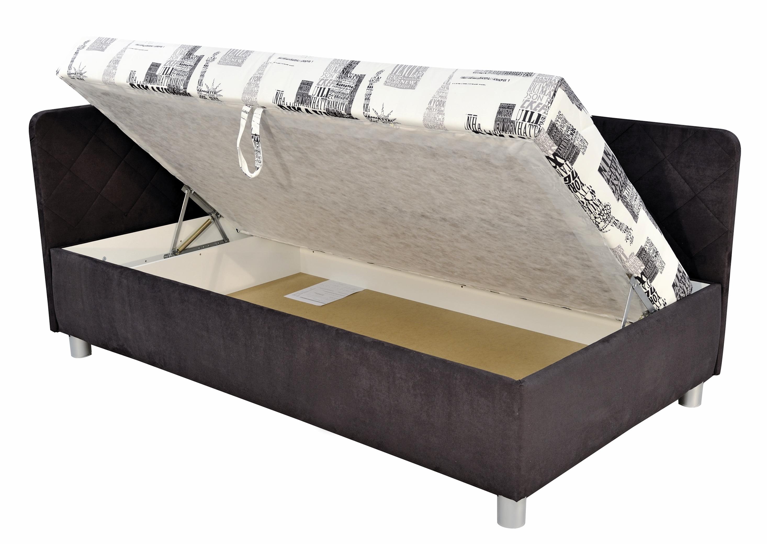Čalouněná Válenda S Úložným Prostorem Sorbona, 110x200 Cm - šedá/bílá, Konvenční, textil (110/200cm)