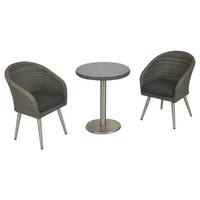 Balkonset Boulevard Set 3tlg. - Grau, MODERN, Glas/Kunststoff - Gardenson
