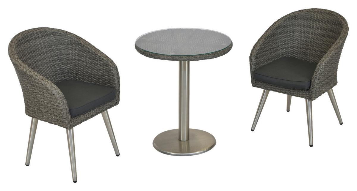 Balkonset Boulevard Set 3tlg. - Grau, MODERN, Glas/Kunststoff - Gardenson