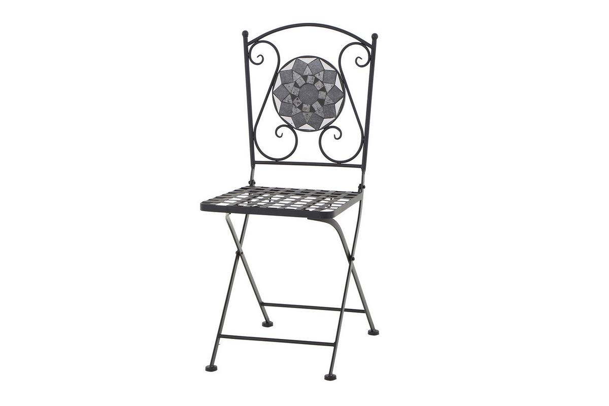 Gartenklappstuhl J04667 - Schwarz, KONVENTIONELL, Keramik/Metall (39/88,5/49,5cm) - Siena Garden