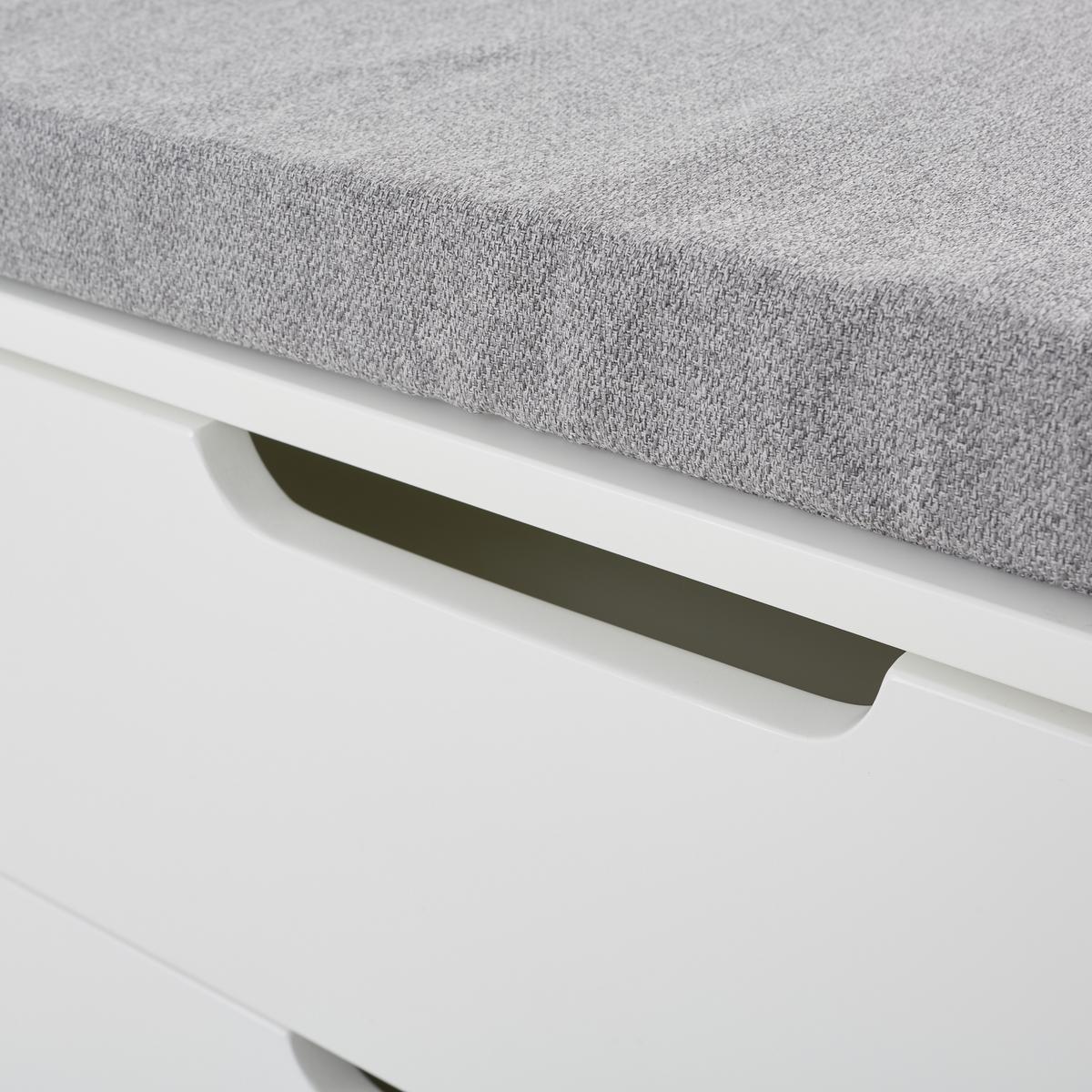 Garderobenbank Vestario B: 80cm + Laden, Weiß/grau - Weiß/Grau, KONVENTIONELL, Holzwerkstoff/Textil (80/44,5/35,5cm) - MID.YOU