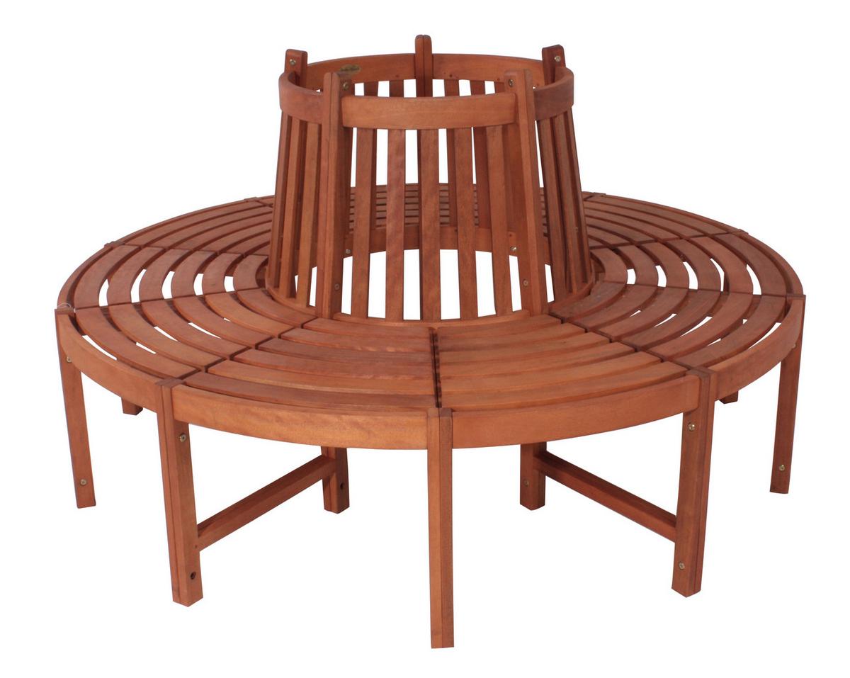 Baumbank Fontana - Eukalyptusholzfarben/Braun, MODERN, Holz (160/91/160cm) - Gardenson