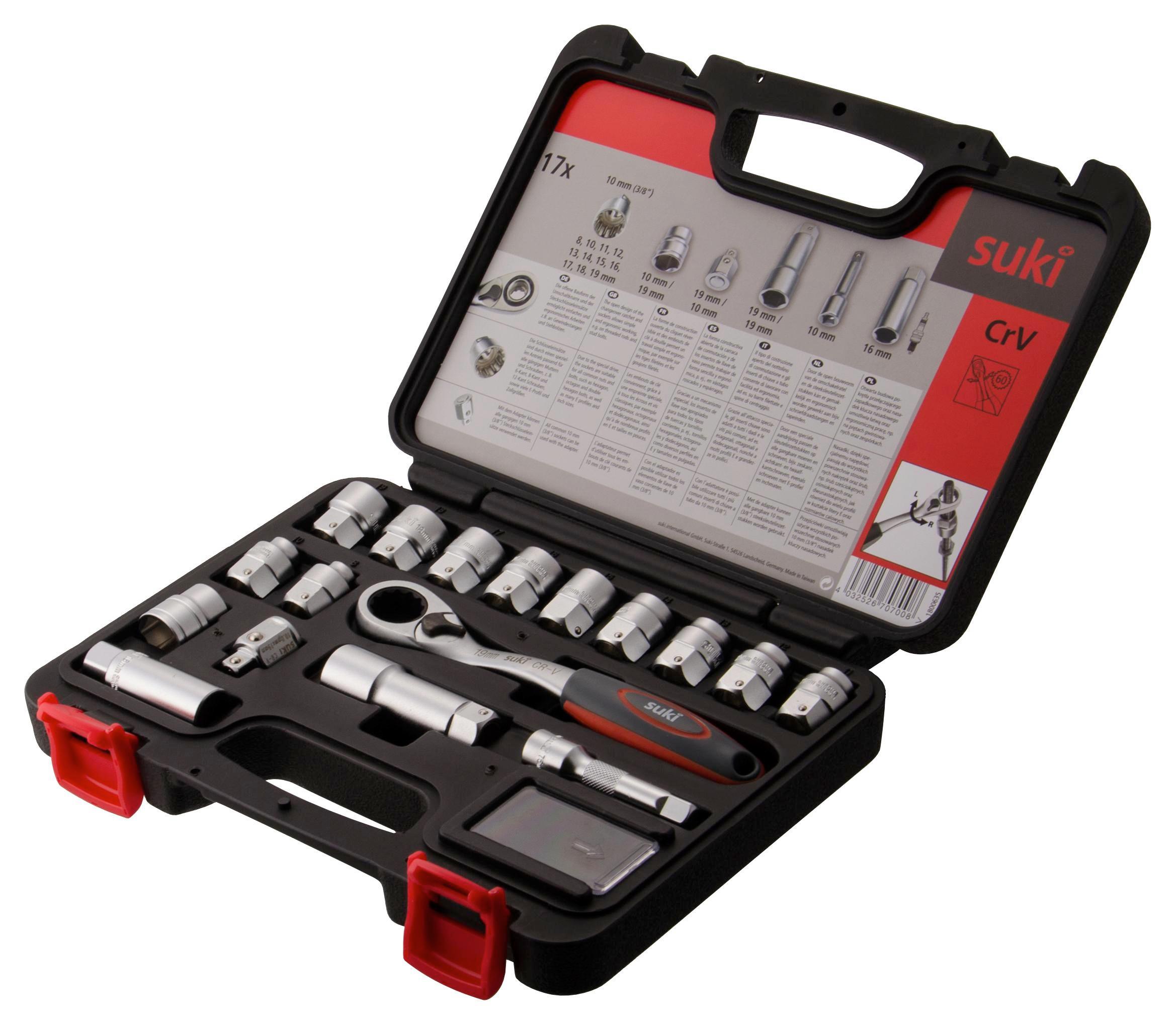 Steckschlüsselsatz 17-teilig - Rot/Silberfarben, MODERN, Metall (4,5/32,0/52,0cm) - Suki