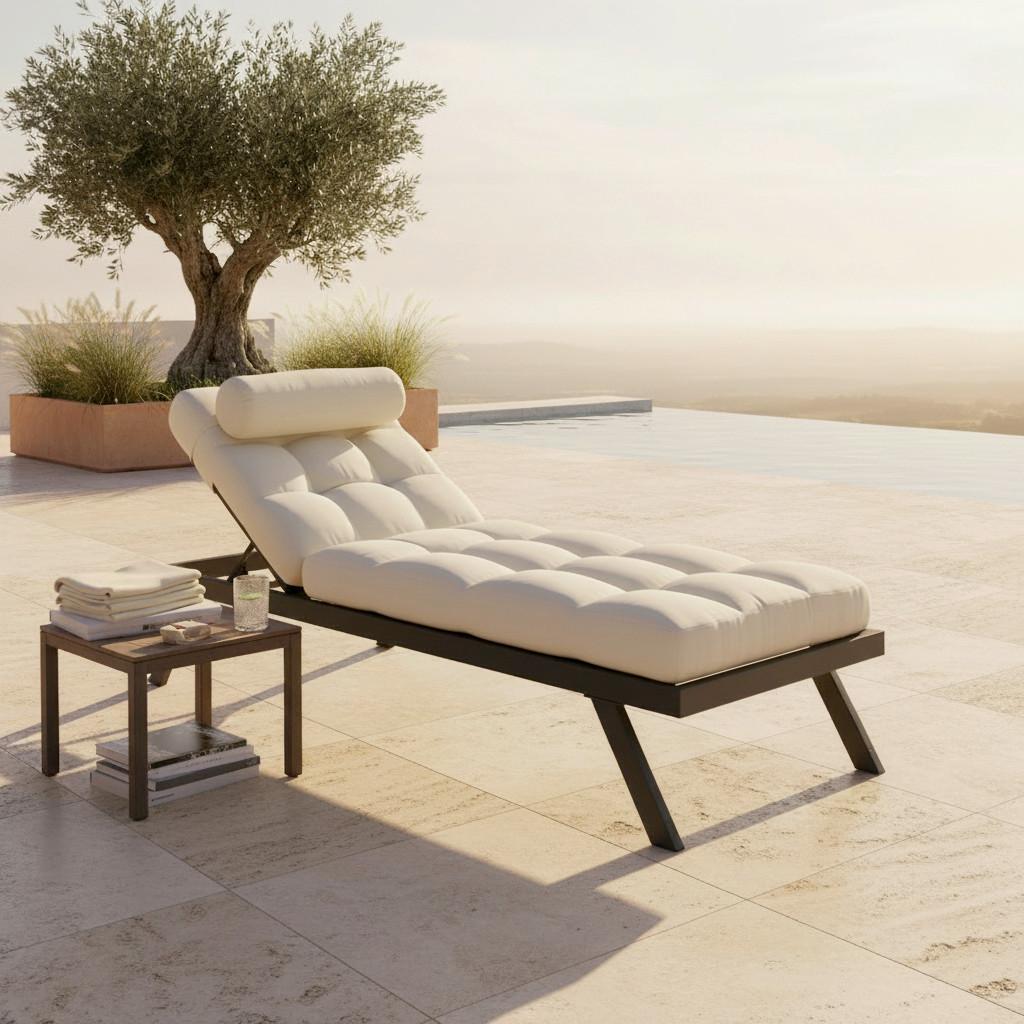 ZAHRADNÍ LEHÁTKO AVOLA - bílá/šedá, Moderní, kov/textil (199/31/68cm) - Bessagi Garden