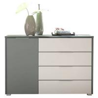 KOMODA MODESTE - šalvějově zelená/světle šedá, Moderní, kompozitní dřevo/plast (125/85/38cm)