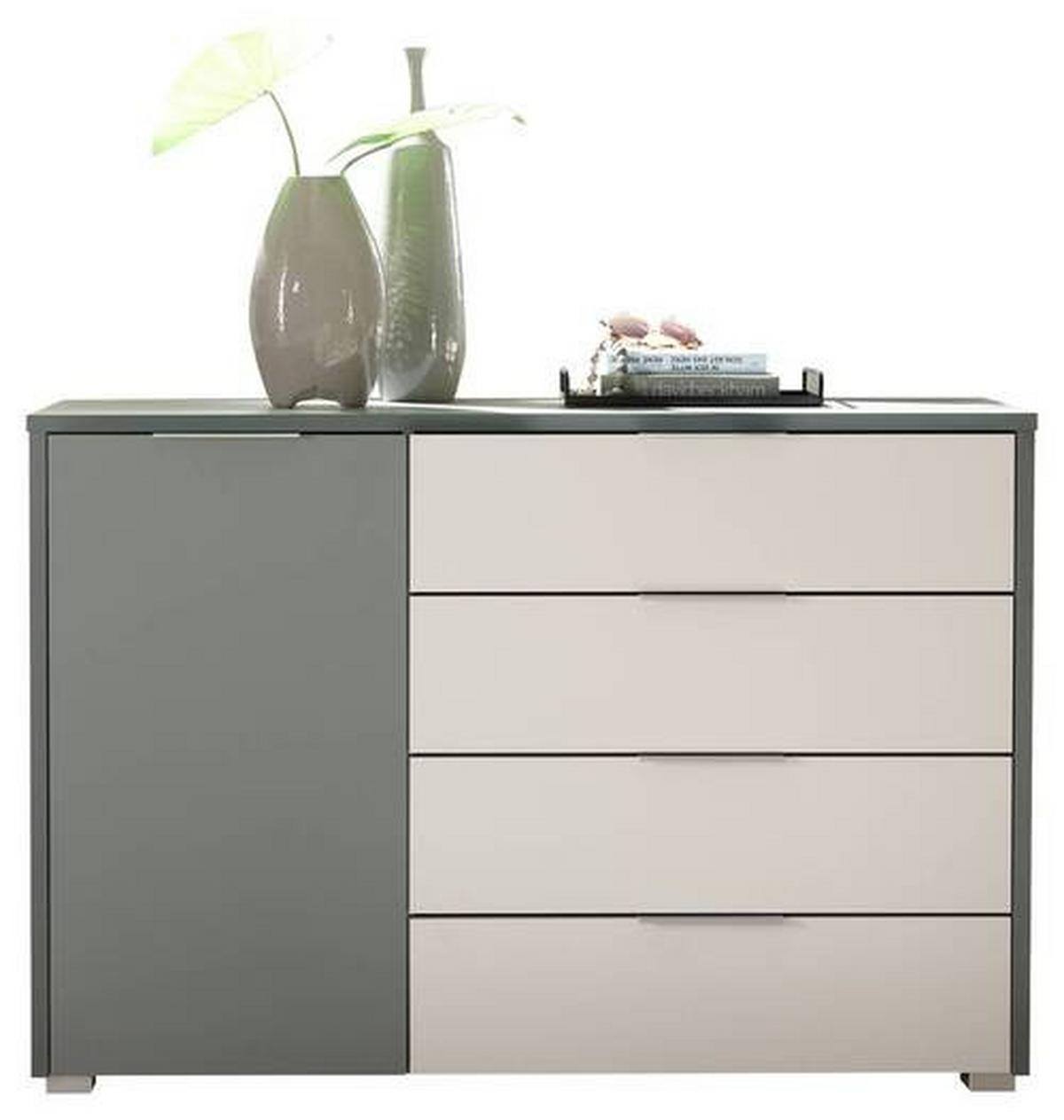KOMODA MODESTE - šalvějově zelená/světle šedá, Moderní, kompozitní dřevo/plast (125/85/38cm)