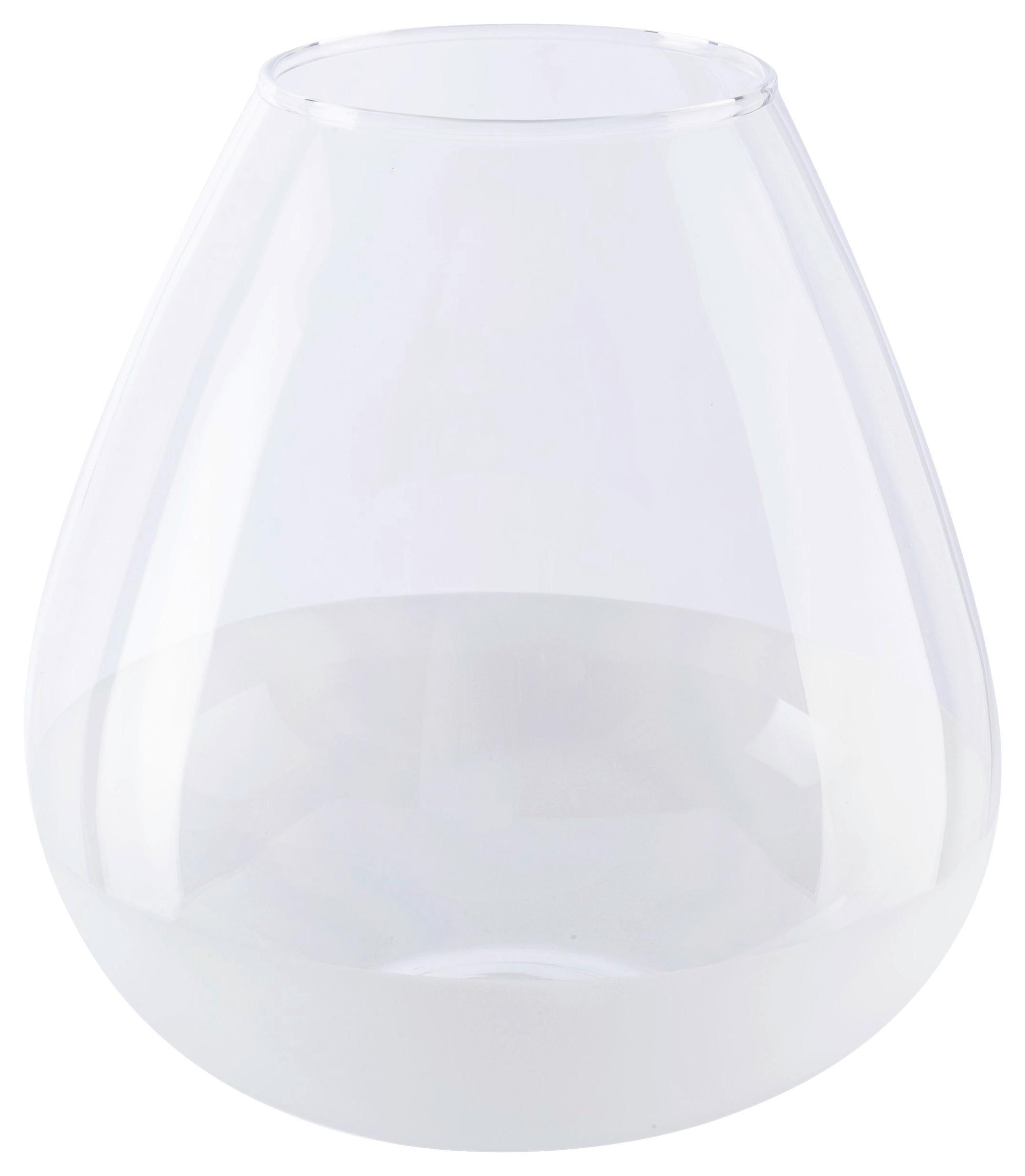 Váza Bromelo, Ø/V: 26/20cm - číra/biela, Modern, sklo (20cm) - Premium Living