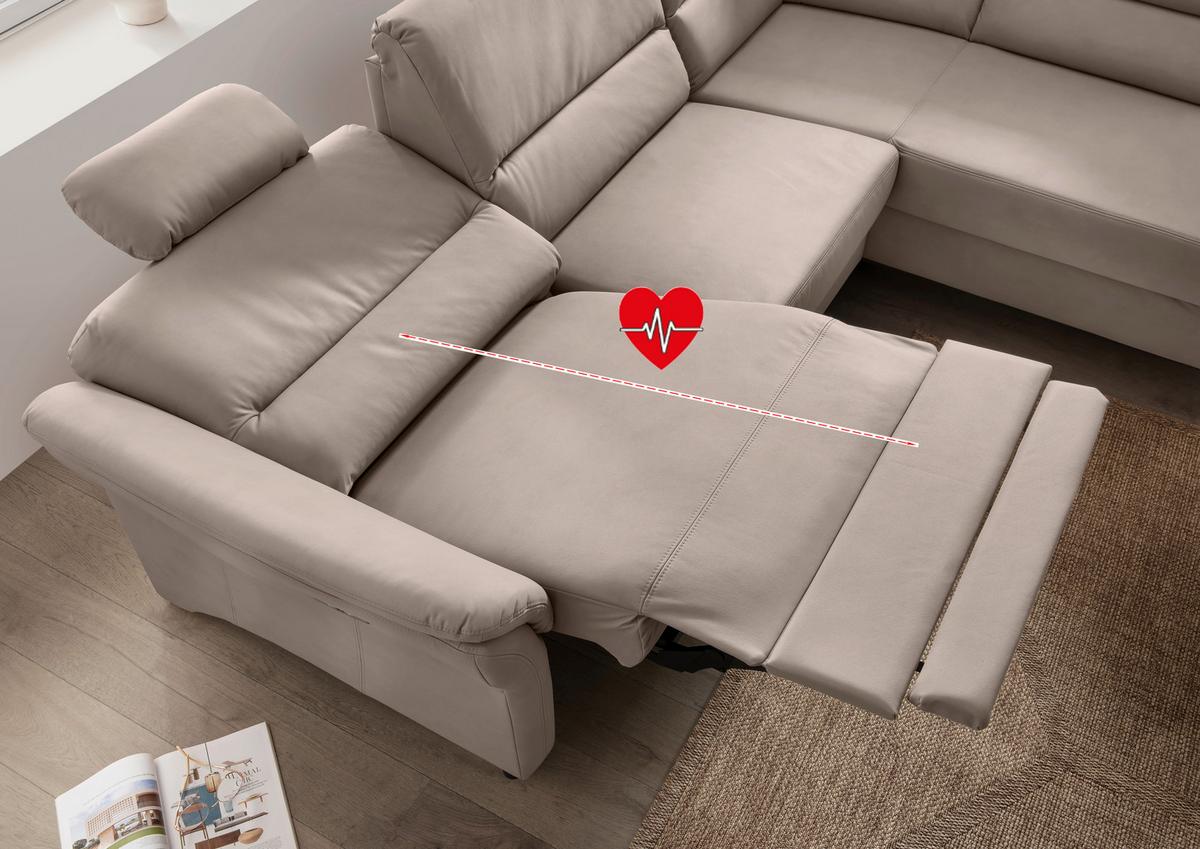 Ecksofa Cavoli, Beige S: 266x190 cm - Beige/Schwarz, MODERN, Textil (266/190cm) - Livetastic