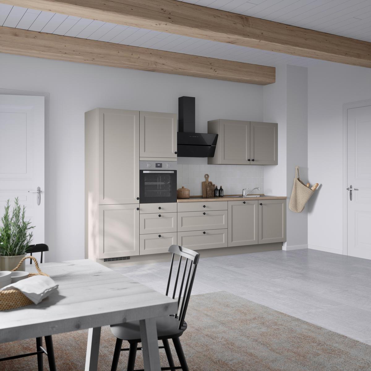 Kuchyňská linka 330 cm, kamenná sivá supermatná - šedá/černá, Moderní, kov/kompozitní dřevo (330cm) - Nobilia