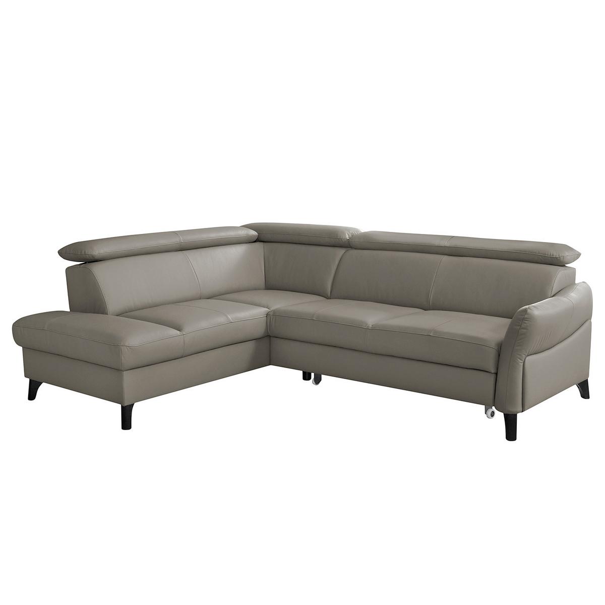 Ecksofa Note New Teilleder Schlammfarben 199x244 - Schlammfarben/Schwarz, Design, Leder/Textil (199/244cm) - Livetastic