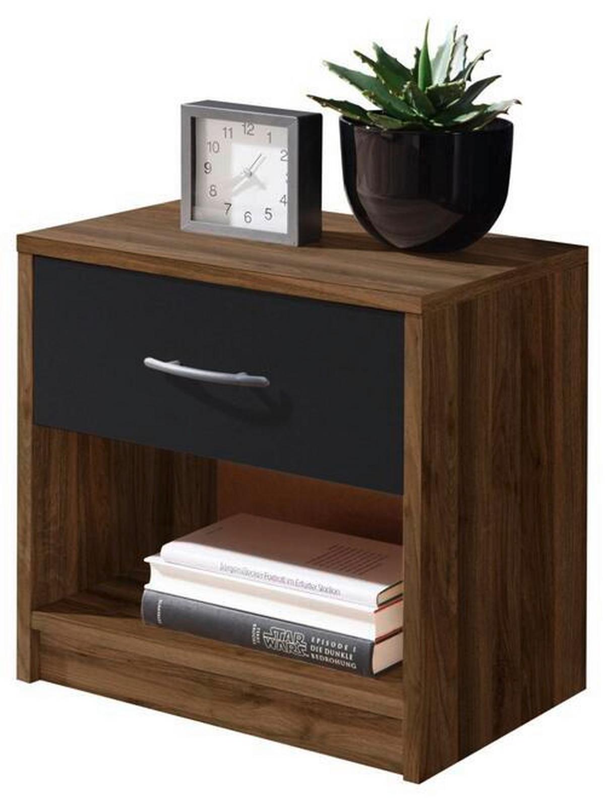 Nachtkästchen Nuss Dekor H: 41 Cm Base - Nussbaumfarben/Schwarz, Basics (39/41/28cm) - P & B