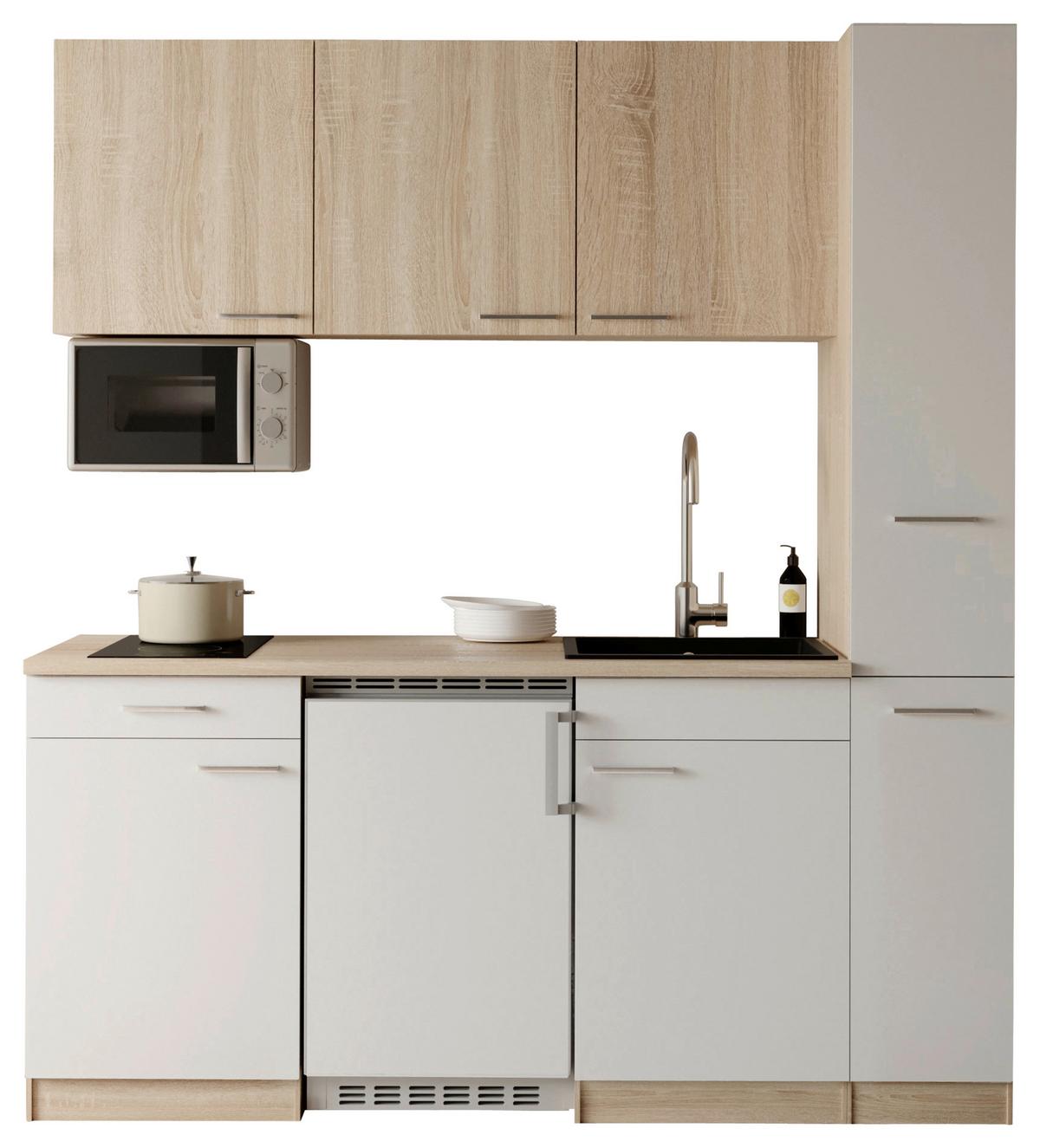 KÜCHENBLOCK Ingrid, Weiß B: 180 cm - Eichefarben/Weiß, Design, Holzwerkstoff (180cm) - Respekta