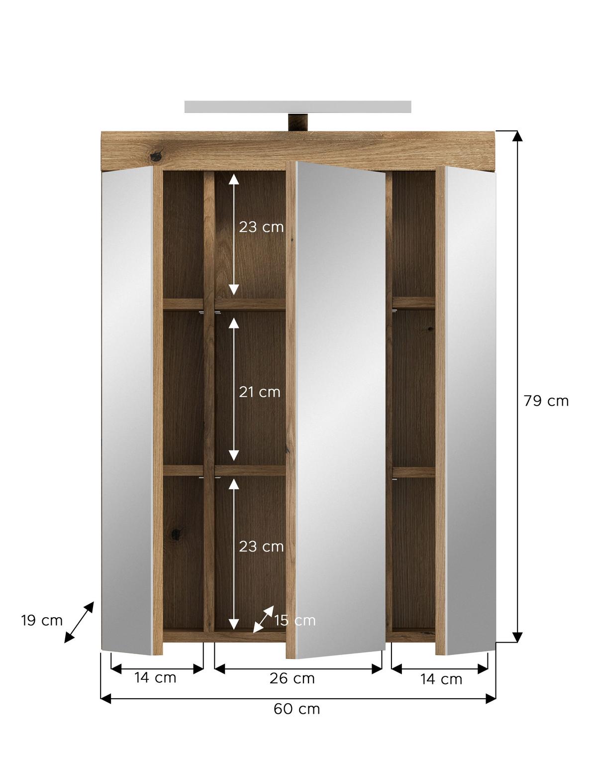 Spiegelschrank Scout Naturfarben B: 60 cm - Naturfarben, MODERN, Glas/Holzwerkstoff (60/79/18cm) - MID.YOU