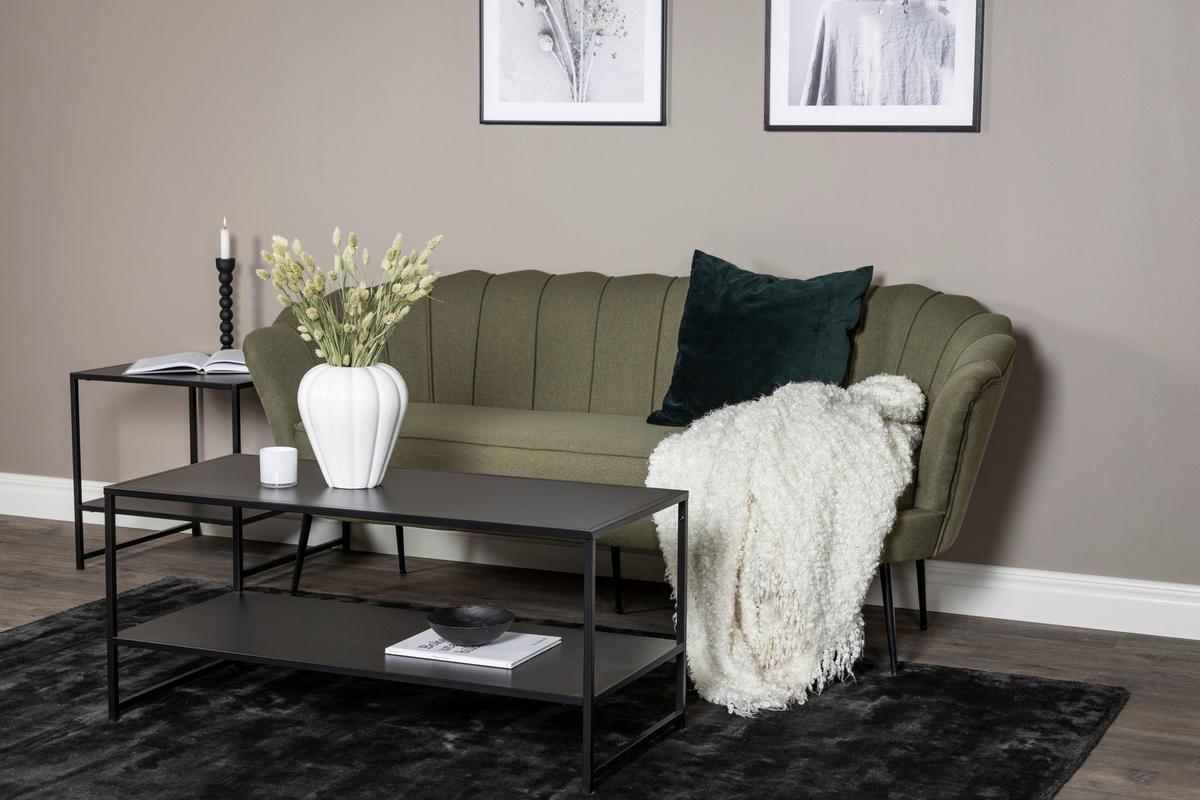 2-sitzer-sofa Calais - Schwarz/Olivgrün, Design, Textil/Metall (180/78.5/78cm) - Livetastic