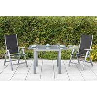 Gartensessel Klappbar Carrara Metall/Textil - Silberfarben/Schwarz, ROMANTIK / LANDHAUS, Textil/Metall (60/108/70cm) - Gardenson