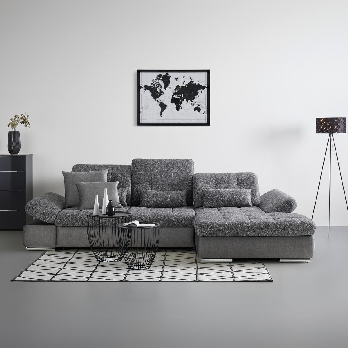 Rohová sedačka SANFINO, pravá, grafitová / sivá - sivá/grafitová, Konventionell, kov/drevo (305/79-96/199cm) - Premium Living