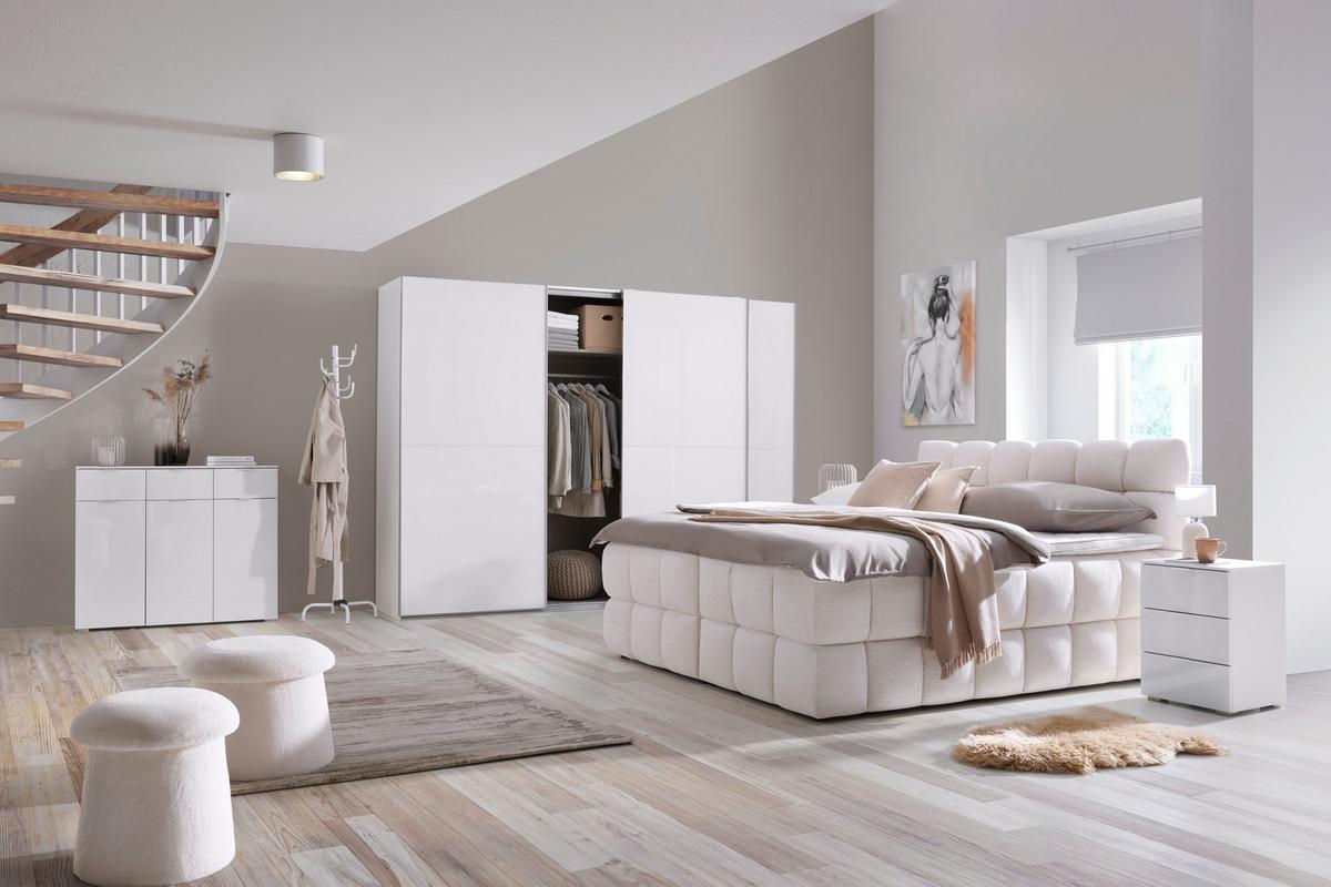 Šatníková skriňa FIFTY - biela/chrómová, Konventionell, kov/kompozitné drevo (300/222/66cm) - Premium Living
