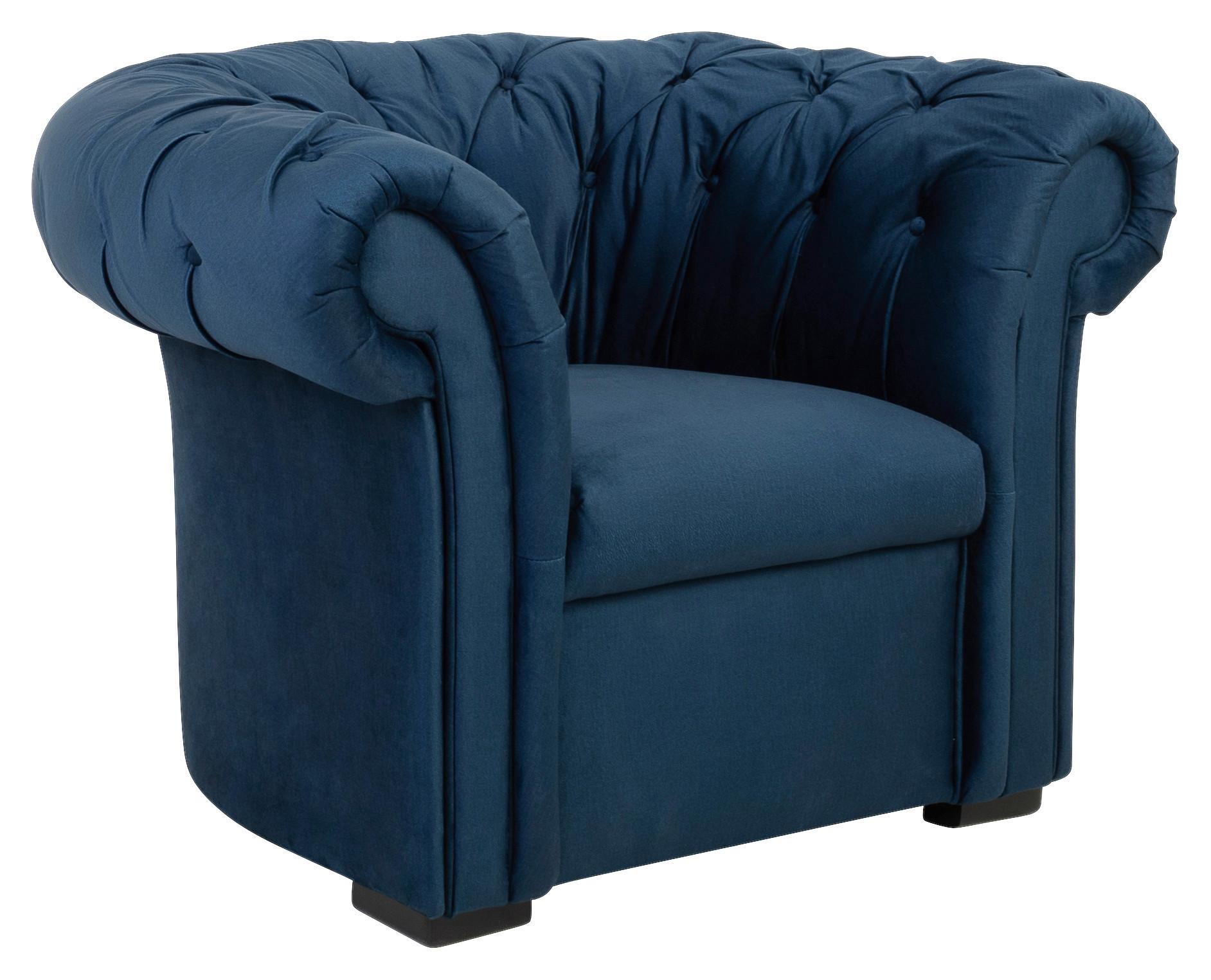 Chesterfield-Sessel Cupido - Schwarz/Dunkelblau, Design, Textil (114/78/91cm) - MID.YOU