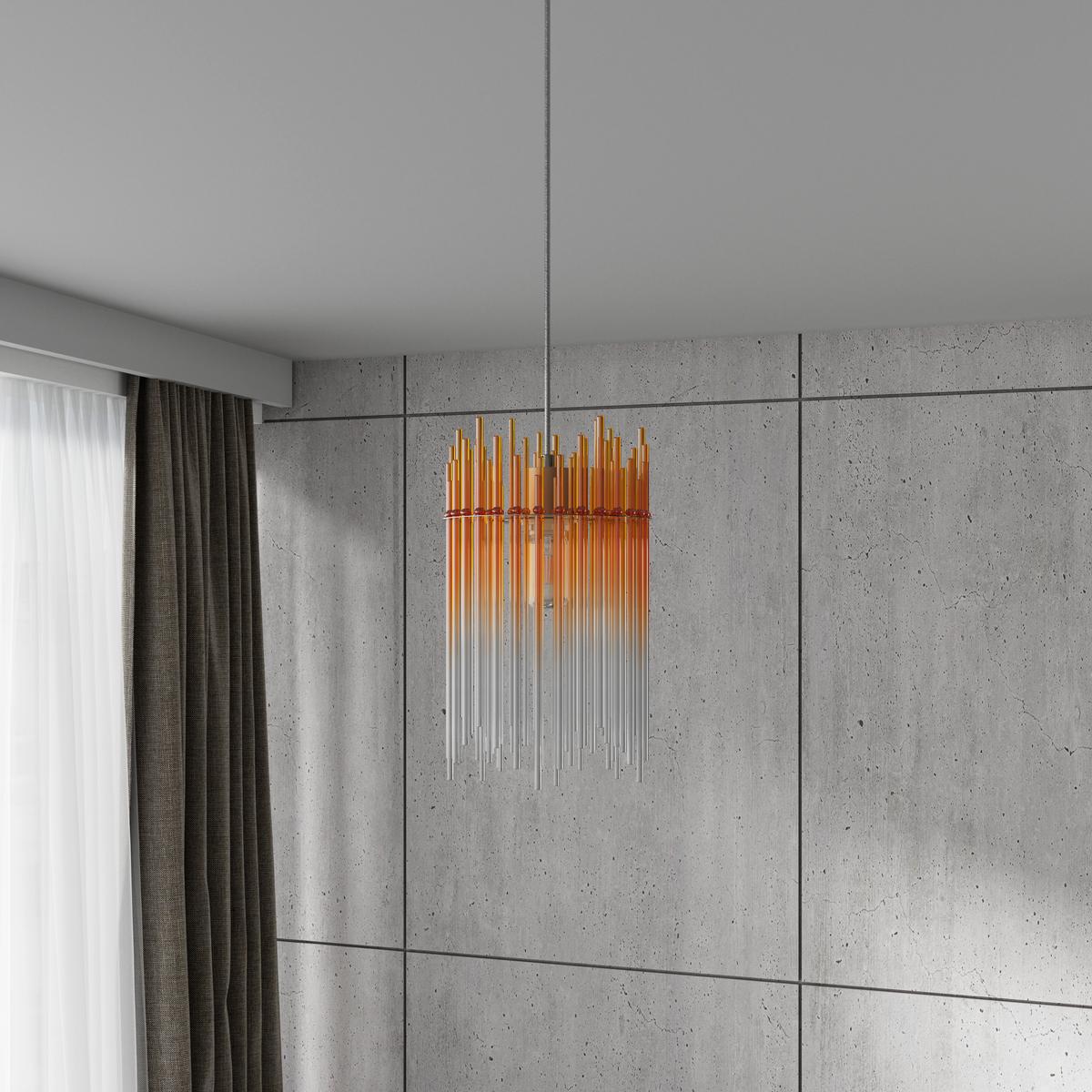 HÄNGELEUCHTE STAB - Champagner/Transparent, MODERN, Glas/Kunststoff (20/20/150cm)