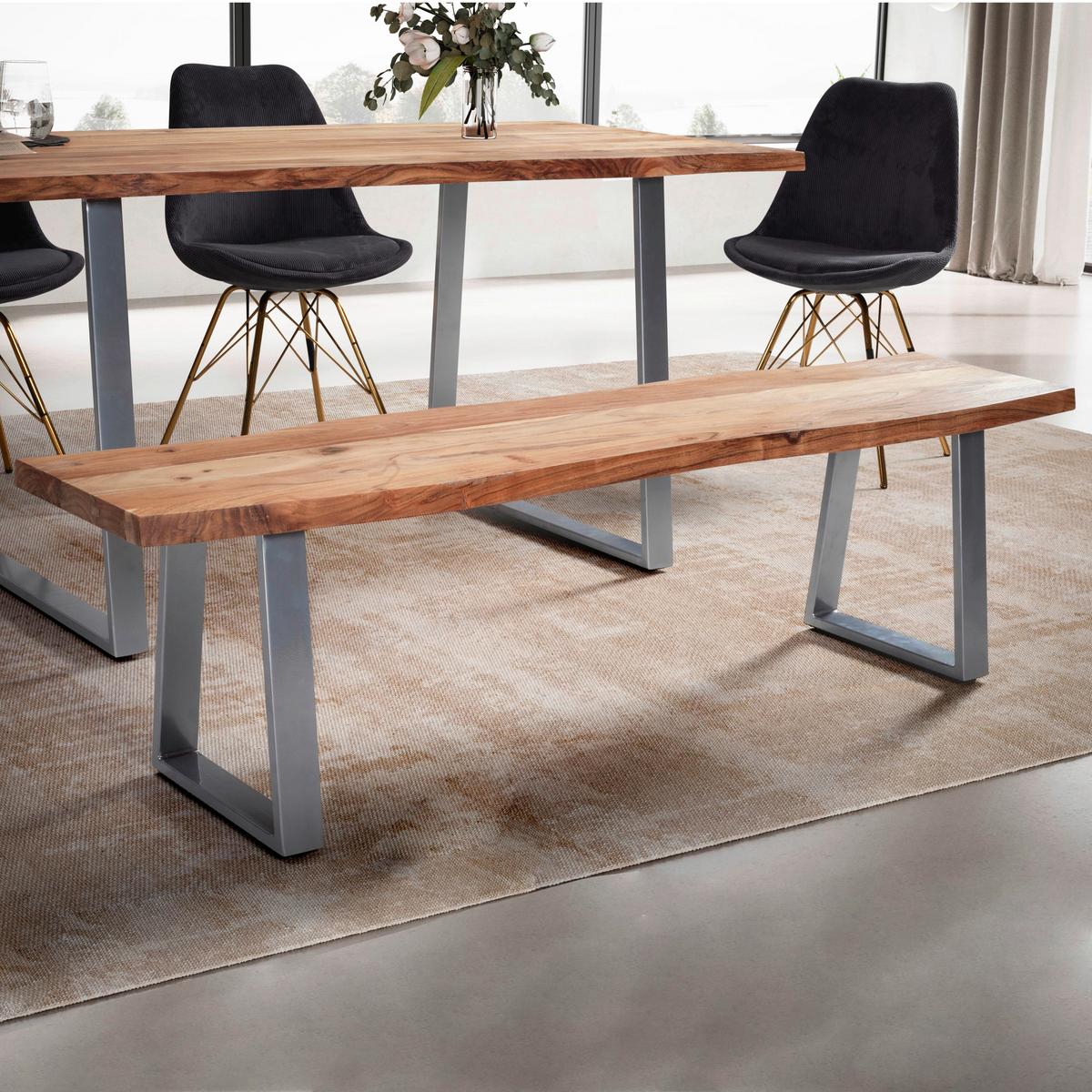 Sitzbank Wl7.296 - Chromfarben/Akaziefarben, MODERN, Holz (180/45,5/40cm) - MID.YOU