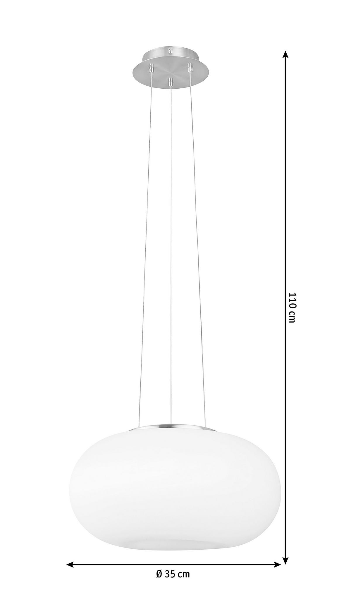 ZÁVESNÉ SVIETIDLO OPTICA - biela/niklová, Konventionell, kov/sklo (35/110cm)