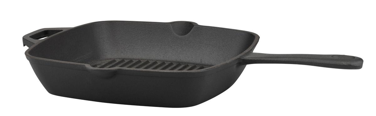 Grillpfanne Gusseisen, schwarz - Schwarz, Basics, Metall (26/26cm) - GSW