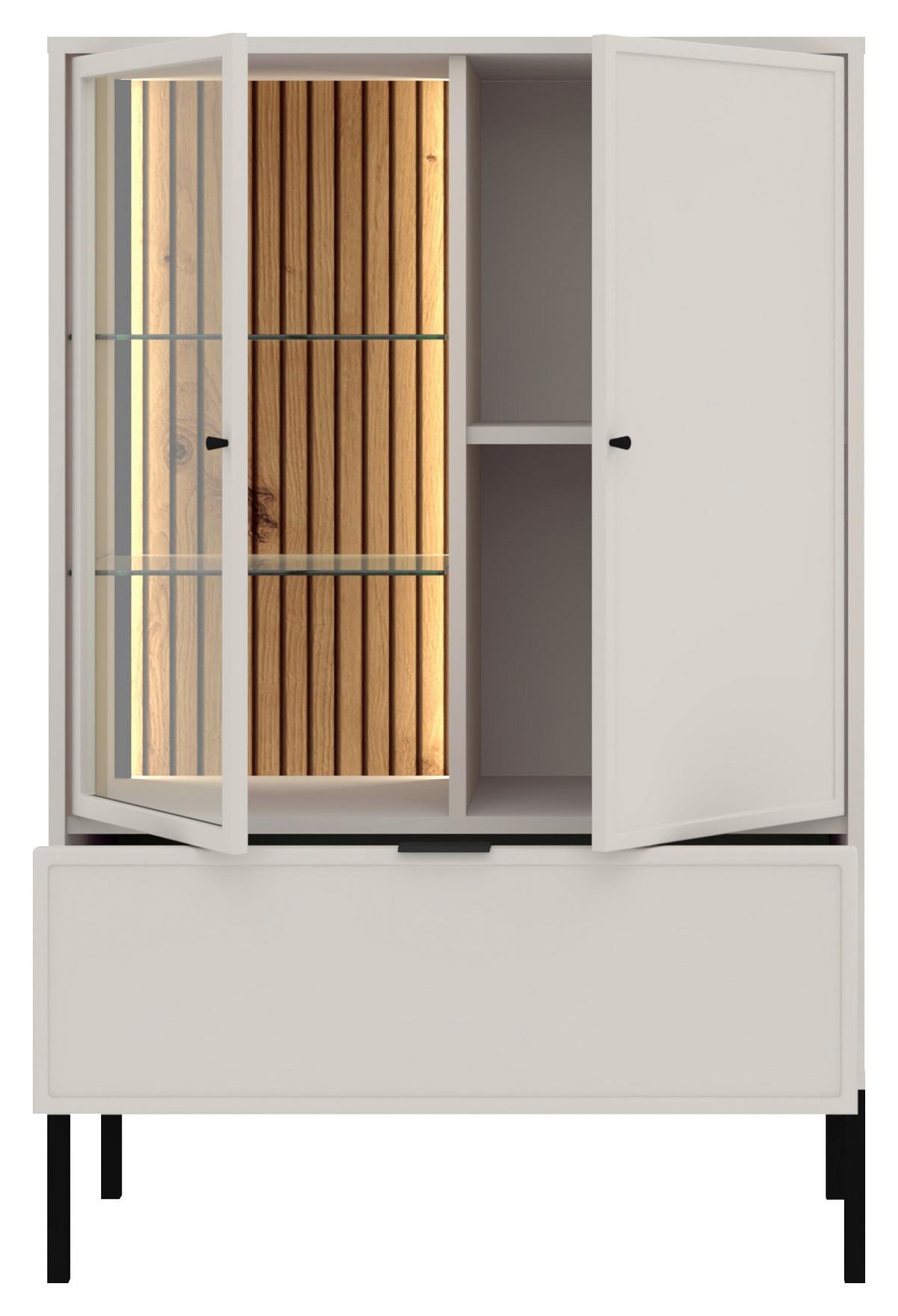 Vitrine Deco Schwarz/Kaschmir B: 76cm - Kaschmir/Schwarz, Design, Glas/Holzwerkstoff (76/115,5/40cm) - MID.YOU