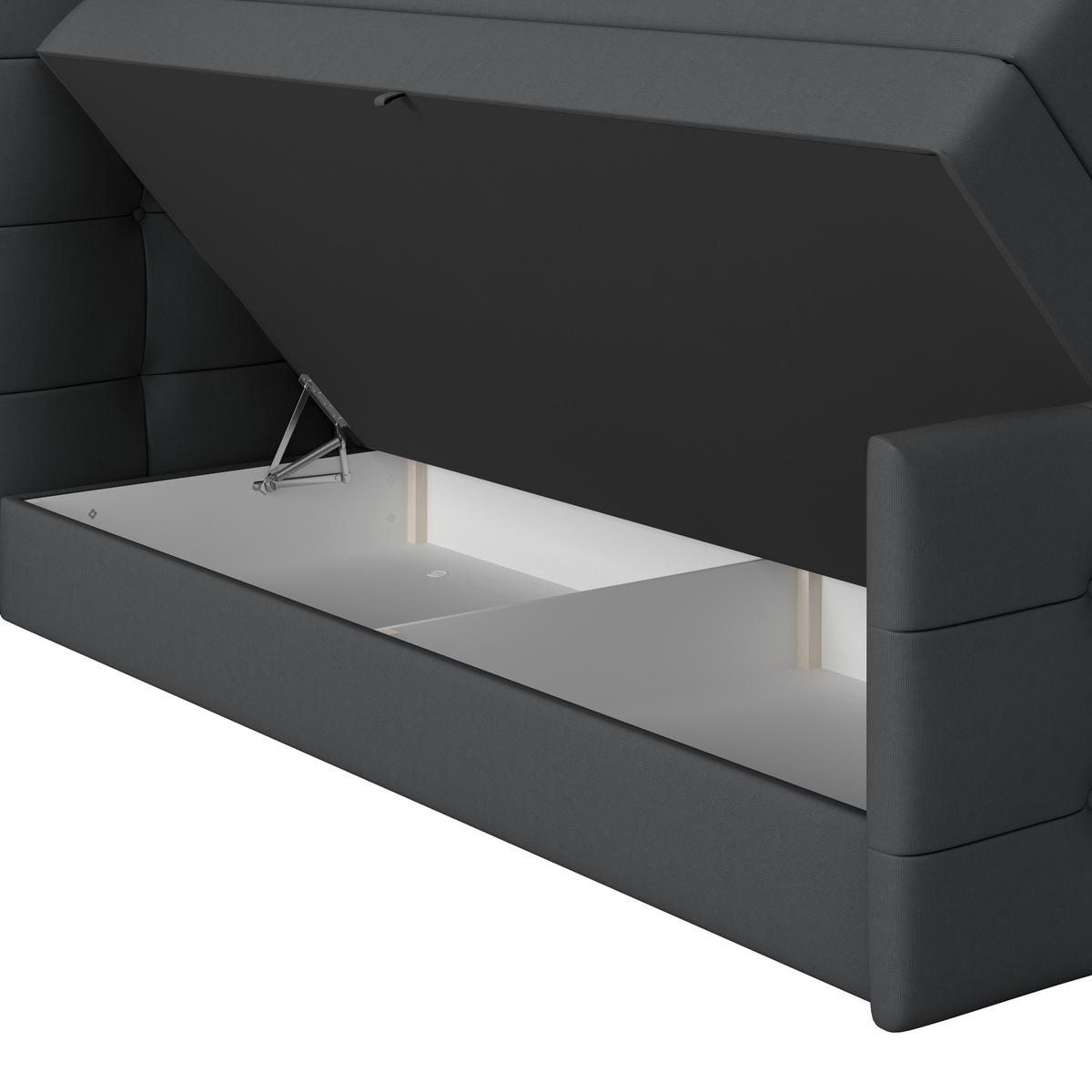 Boxspringbett Josie 160 - Dunkelgrau/Schwarz, MODERN, Holz/Holzwerkstoff (160/200cm)